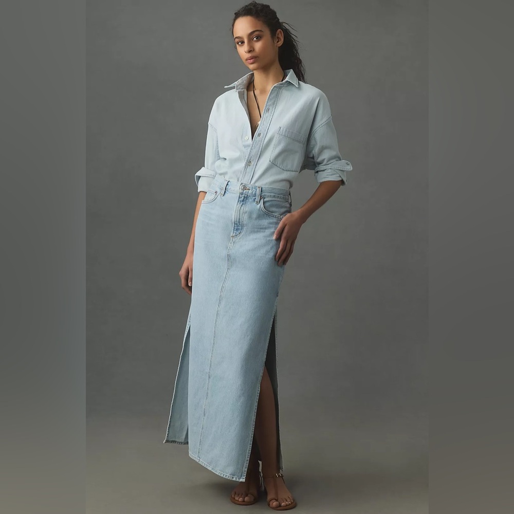 Anthropologie AGOLDE Astrid Slice Denim Maxi Skirt